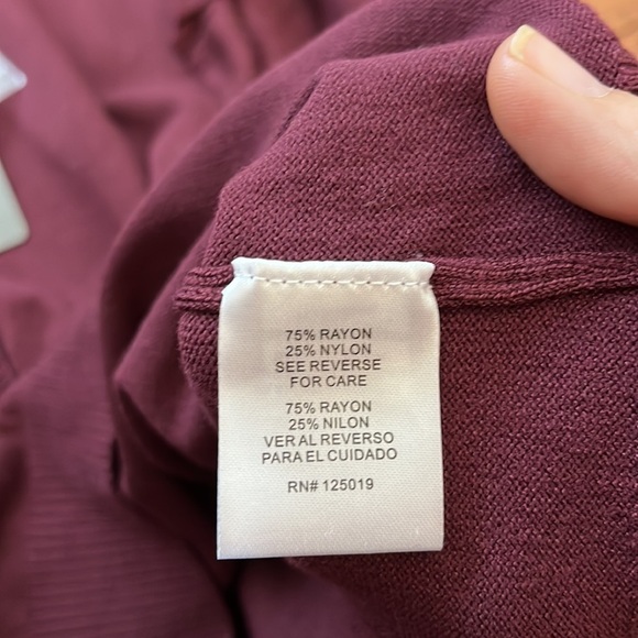 NWT Joseph A Pearl Buttons  Ruffle Detail Cardigan 
burgundy Size L - Picture 10 of 14